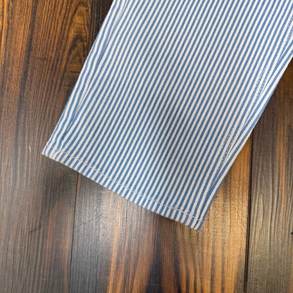 Seven 7 Blue & White Railroad Striped High Rise Denim Jeans Size 8 - Picture 6 of 12